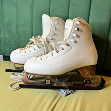 Risport Scott Hamilton White Figure Skates Lace-Up with MK Blades