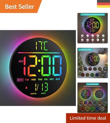 Digitale 10 Zoll Wanduhr für Wohnzimmer und Schlafzimmer mit LED & Fernbedienung