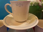 SWEET Corelle Corning Ware LACE BOUQUET - 8 oz. Coffee Mugs Saucer Cups Set of 4 — photo 4