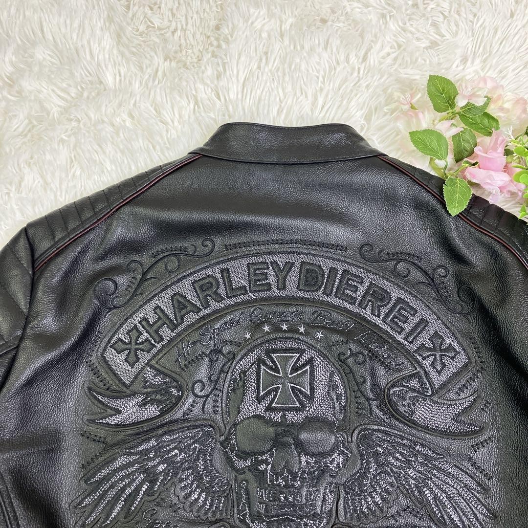 HARLEY DIEREIシングルライダースジャケット　髑髏スカル　レザー5XL Harley Dierei Single Rider Jacket Skull Leather 5Xl | eBay