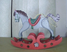 Vtg Rocking Horse Christmas Ornament 5.5x1.5x4.25