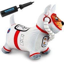 Space Dog Inflatable Hopper Animal Plush Toy for Toddlers Kids, Bouncy Ride-On