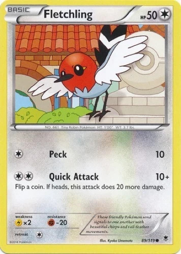 Fletchling 89/119 Phantom Forces Pokemon LP