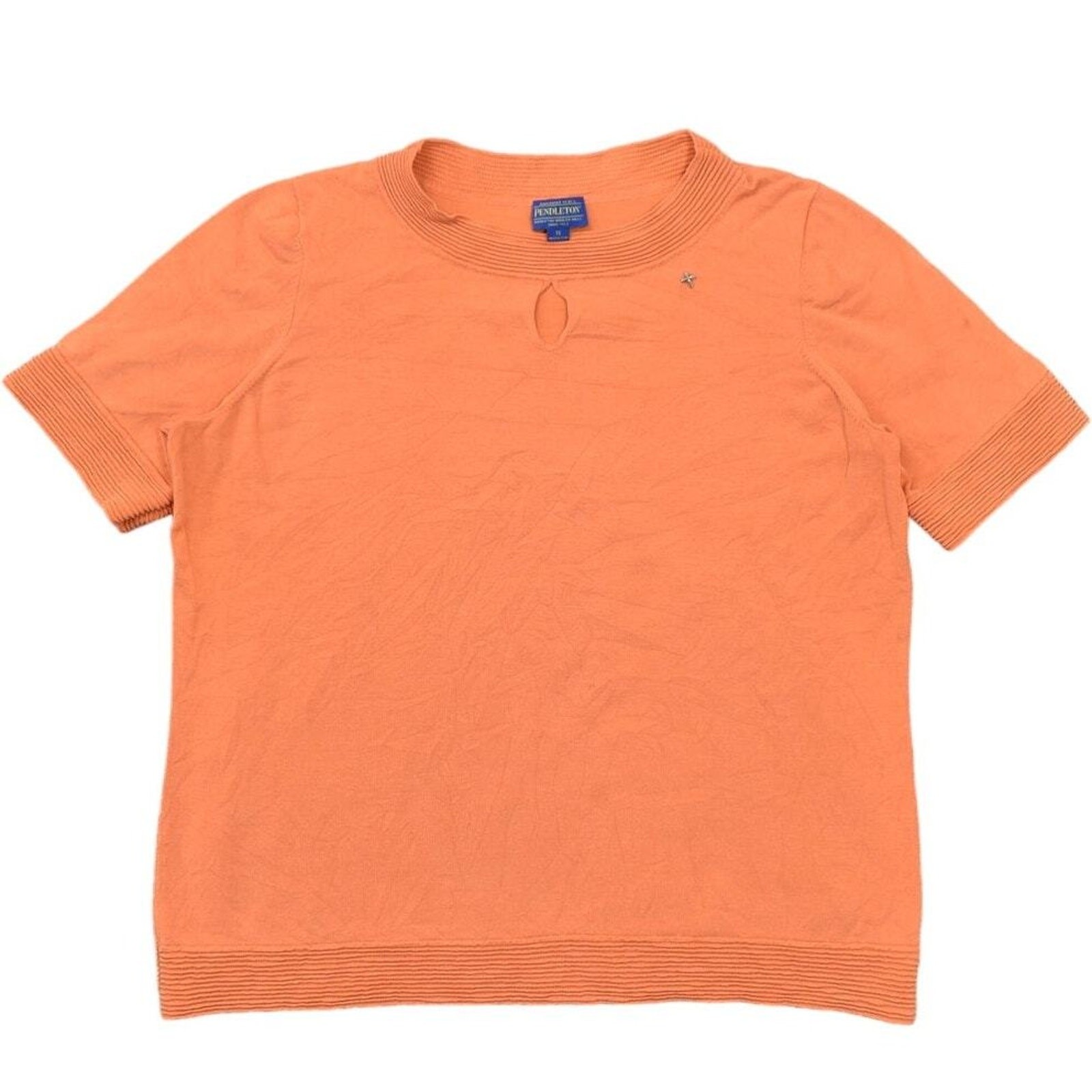 Pendleton Orange Silk Blouse 1X Plus Preowned Key… - image 1