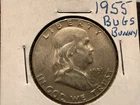 1955 P Franklin Half Dollar 50C Bugs Bunny Variety 90% Silver US Coin