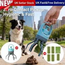 Dog Cat Pet Pooper Scooper Waste Jaw Grabber Dirt Pickup Poop with Garbage Bags