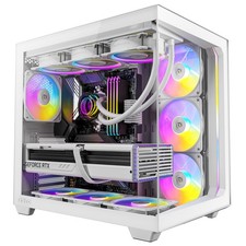 C5 ARGB White, Mid-Tower ATX PC Case, Seamless Tempered Glass Front  Side Pa...