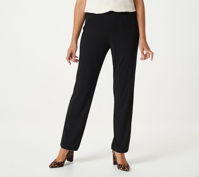 Susan Graver Women's Pants Sz M Essentials Reg Liquid Knit Straight Black