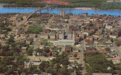 La Crosse Wisconsin USA Panorama with St. Joseph the Workman Cathedral aerial vi