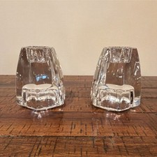 2-in-1 Pair of Clear Glass Candle Holders Decorative Glossy Votive/Tea Light