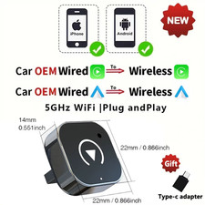 Wireless Carplay Adapter for Android Iphone Auto 2 In1 Wired to Wireless AI Box