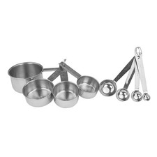 Home Basics 8 Piece Stainless Steel Measuring Cup Set One Size, Silver