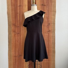 Banana Republic Black One Shoulder Black Dress Ruffle Neck XS S 0