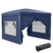 Outsunny 3x3(m) Garden Pop Up Gazebo Canopy Marquee w/ Carry Bag, Blue