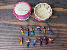 VINTAGE WORRY PEOPLE DOLLS Set of 12 Basket Made in Guatemala Decor Collectible
