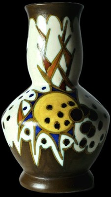 KAZAK GOUDA DECO VASE HIGH-FIRED WHITE CLAY & RHODIAN GLAZE 1926: