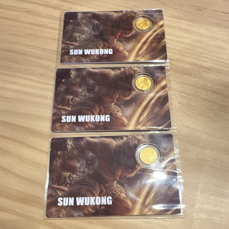 2026 Liberia Sun Wukong 12 Dollars Gold Coin 0.9999 Fine w/ COA Lot of 3