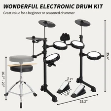 MOTORHOT 7in 4 drum single trigger mesh black electronic drum