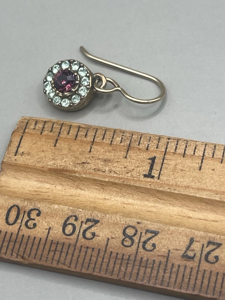 Patricia Locke ‘05 Signed USA GoldTone  Swarovski Crystals Dangle Hook Earrings - Image 4 of 4