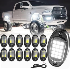12 Pods White Rock Lights 6000K Pure White Neon Underglow Light Waterproof