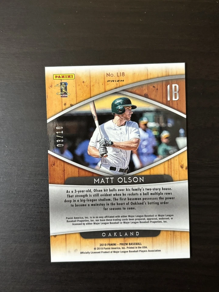 Matt Olson 2019 Prizm Lumber Inc Gold /10 #LI8 SSP Oakland A's Athletics Star - Image 2 of 2