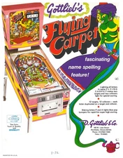 Flying Carpet Gottlieb Pinball Flyer / Brochure / Ad /