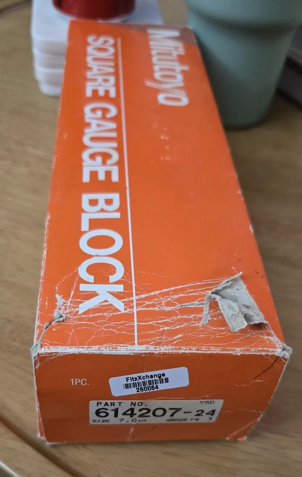 Bloque Calibrado Mitutoyo 7" Calibre Cuadrado 614-207-24 Grado 3 260064 Foto 4 de 4