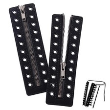 Leather Lace-in Boot Zipper Inserts, Smooth 10 Metal Eyelets Zipper Boot Lace...