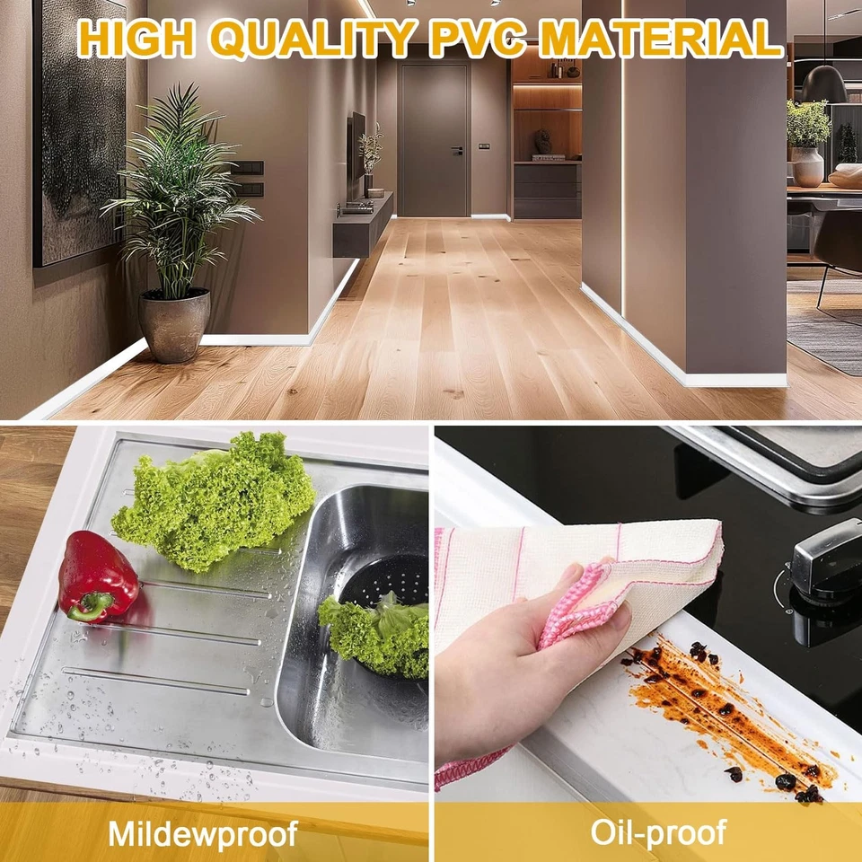 Plinthe pvc Blanc 60 mm x 20 mm x 3m Plinthe Souple Autoadhésive Plinthe Plin... Foto 4 de 4