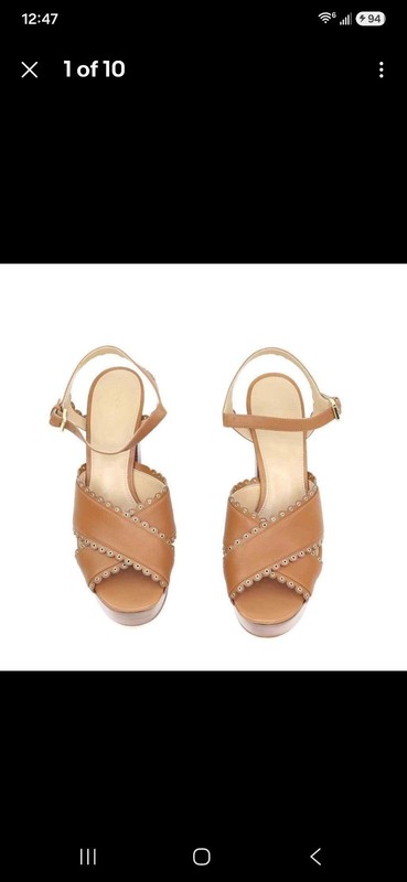 Michael Kors Womens Jessie Sandals Brown Platform Heels Buckle Eyelet 6 5  New