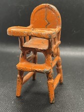 Antique Kilgore Cast Iron Metal Toy Orange High Chair Miniature Dollhouse