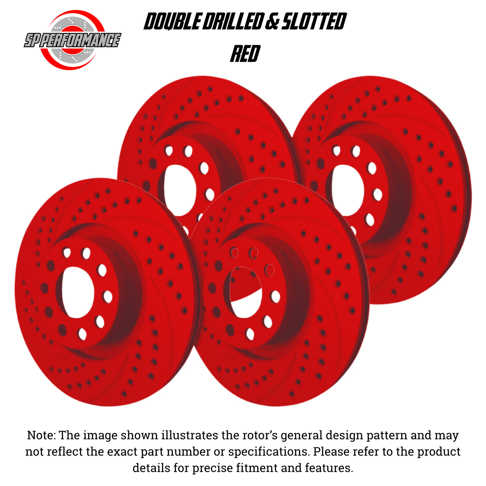 SP Performance KT-FRR-S-R-003152 Drill/Slotted Red Zinc Rotors 97-05 Acura NSX