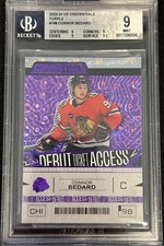 BGS 9 23-24 UD Credentials Connor Bedard Purple Debut Ticket Access Rookie 1/10