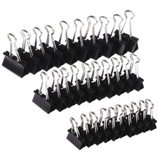 10pcs Black Metal Binder Clips Paper Clamps 19/25/32mm Office Set - NEW
