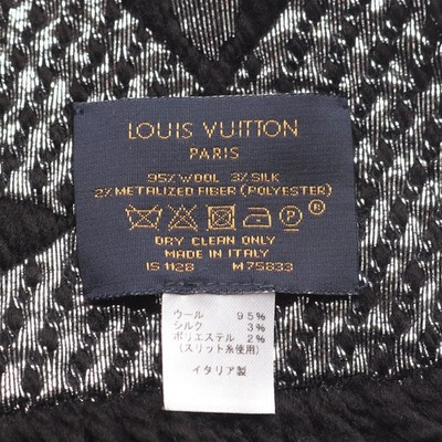LOUIS VUITTON Echarpe Logomania Shine Scarf M75833 wool silk Black