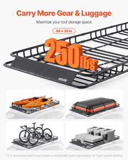 84x39 Roof Rack Cargo Basket w/ Waterproof Bag Net Straps 250LB Universal SUV