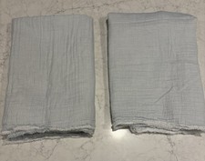 Set/2 Serena Lily NEWPORT Euro Shams SKY Blue Gauze Fringe HTF