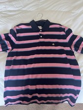 Brooks Brothers Original Fit Cotton Polo Navy Pink Striped Short Sleeve XL