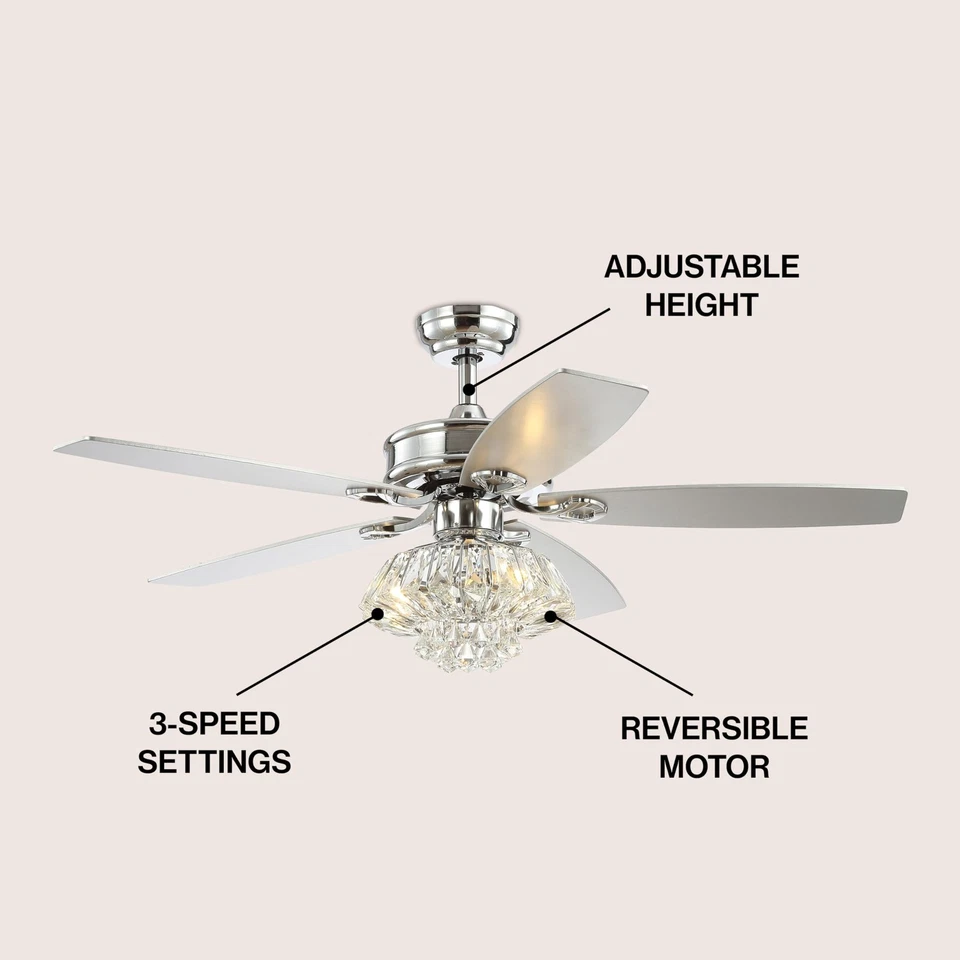 JYL9608A Kate 48" 3-Light Glam Crystal Drum LED Ceiling Fan with Remote Trans... - Image 4 of 4
