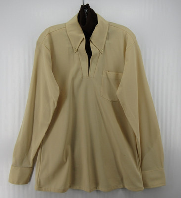 VGT Andre Bouchard Polo Shirt Men Medium Beige Sweater Insert Wide Collar 70s *