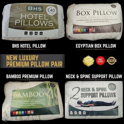 Bambus Ägyptische Baumwolle Box Kissen Paar Luxus Nackenstütze BHS Hotel Qualität UK