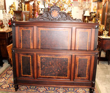 French Antique Louis XVI Marquetry Rosewood Queen size Bed