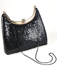 Vintage Black Metal Mesh Formal Party Cocktail Dressy Shoulder Handbag Purse Bag