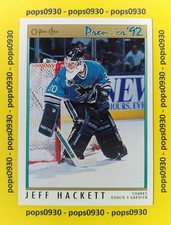 Jeff Hackett, San Jose Sharks, 1992, O-Pee-Ch...