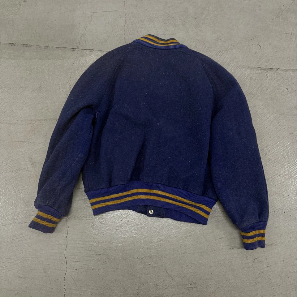 Jaqueta Letterman Varsity Vintage Anos 50 Lã Tamanho Grande FEITA NOS EUA Verdadeira Vintage  - Imagem 3 de 4