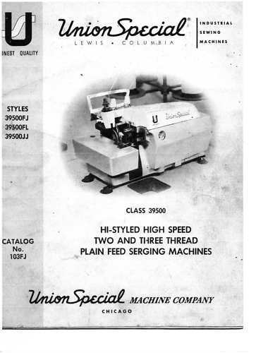 Union Special 39500 Overlocker Maschine Bedienungsanleitung - Bild 1 von 1
