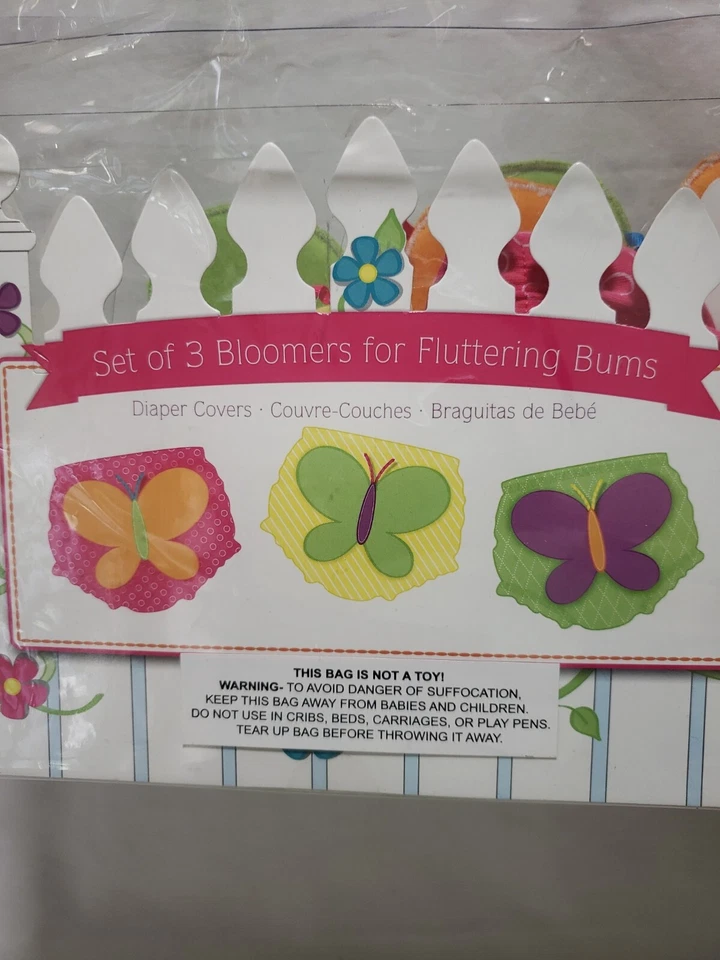 Baby Girl BLOOMERS DIAPER COVER Butterfly Fluttering Bums SET 3 BOXED 0-6M Aspen — 第 4/4 张图片