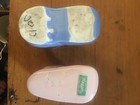 Vintage Lot 2 Pottery Ceramic Baby Shoe Planters Blue,Pink 1 Haeger 1 No marking — photo 6
