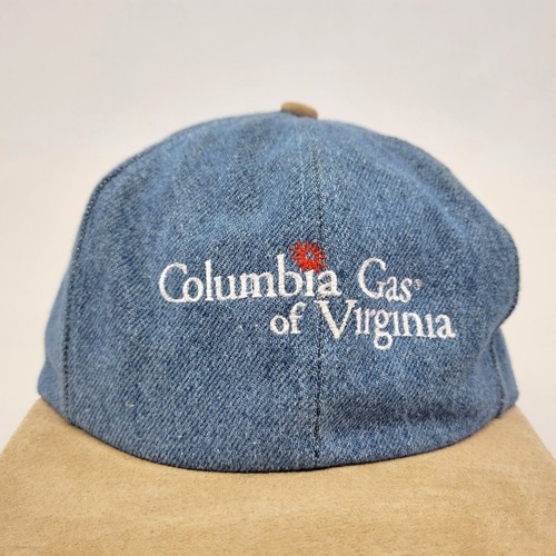 Columbia Gas of Virginia Denim Hat Cap Energy Leather Strapback Vtg Made in USA - Picture 3 of 6