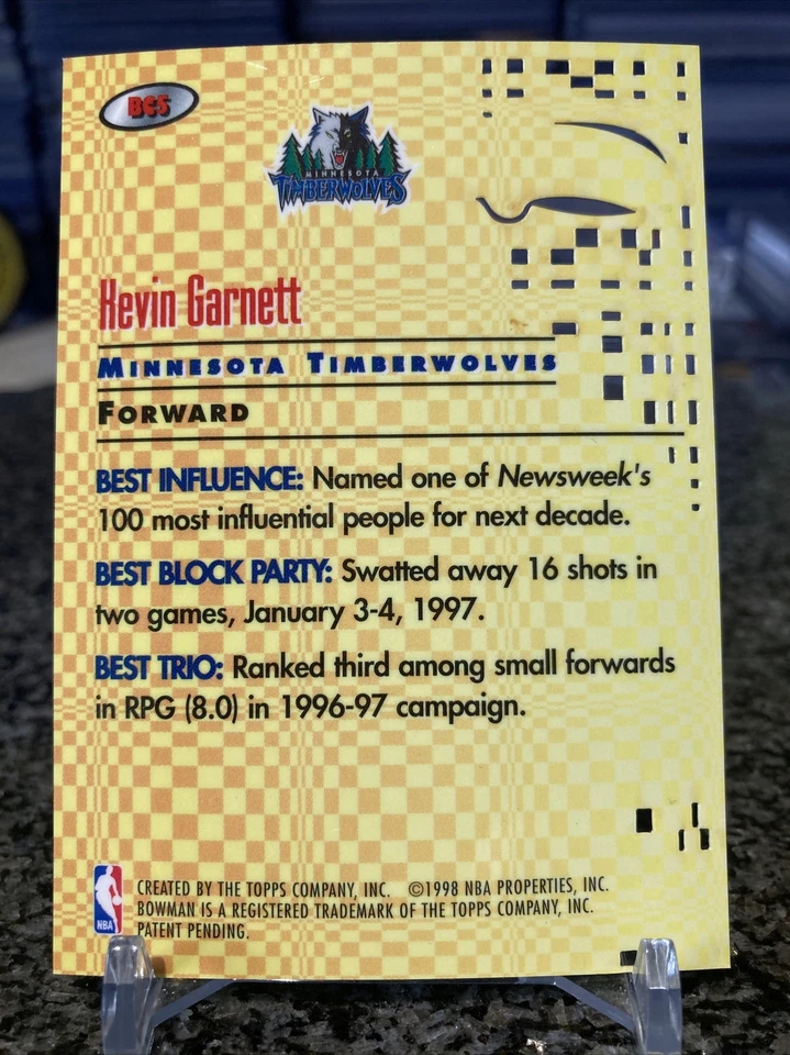 1997-98 Bowman’s Best Cuts BC5 Kevin Garnett Troquelado Lámina Refractor Inserto SP!!! Foto 2 de 2